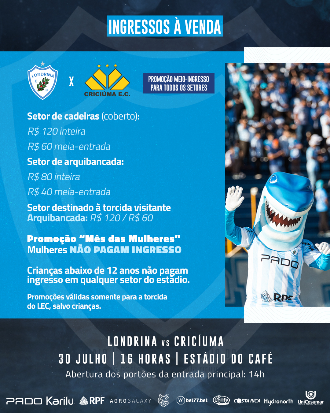 Ingressos à venda para Londrina Esporte Clube x Ponte Preta