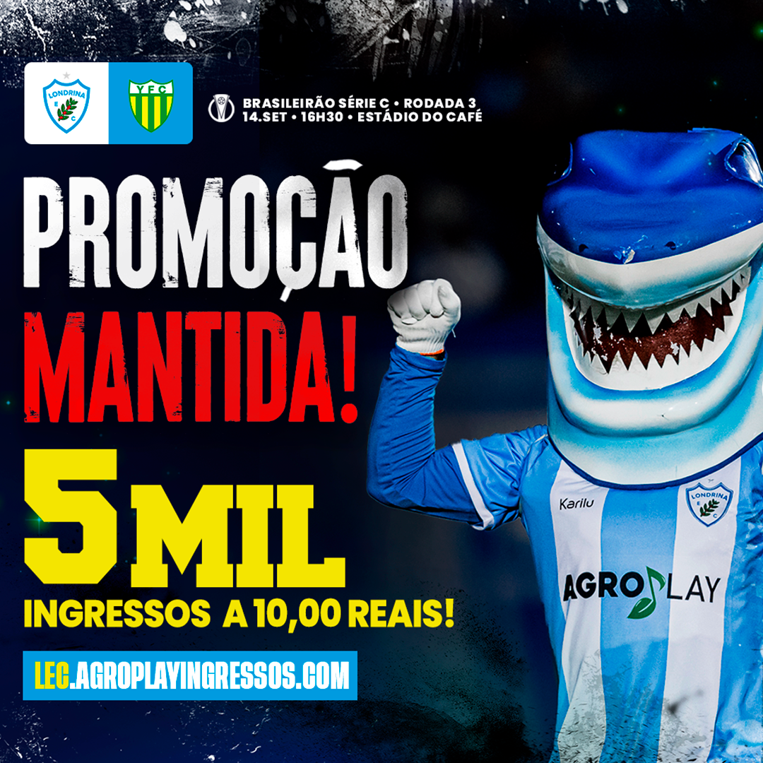 Com promoção mantida, Londrina inicia a venda de ingressos para o jogo contra o Ypiranga