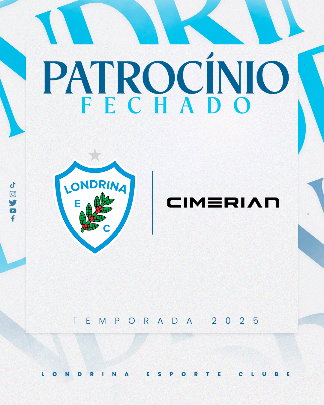 Londrina Esporte Clube firma parceria com Cimerian para a temporada 2025