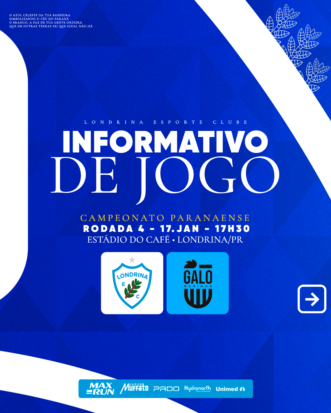 Ingressos para Londrina x Galo Maringá já estão disponíveis