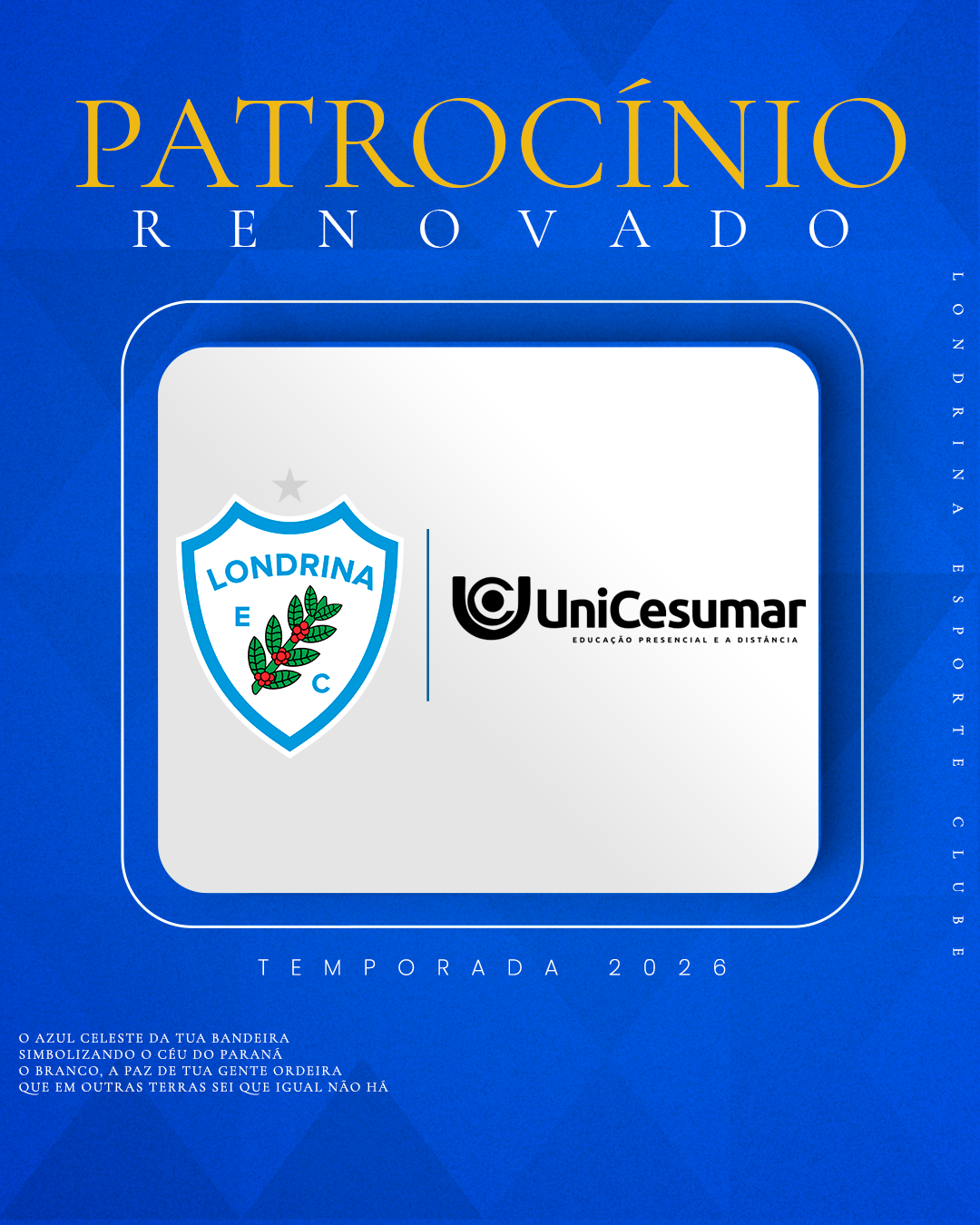Londrina EC e UniCesumar renovam a parceria para 2026