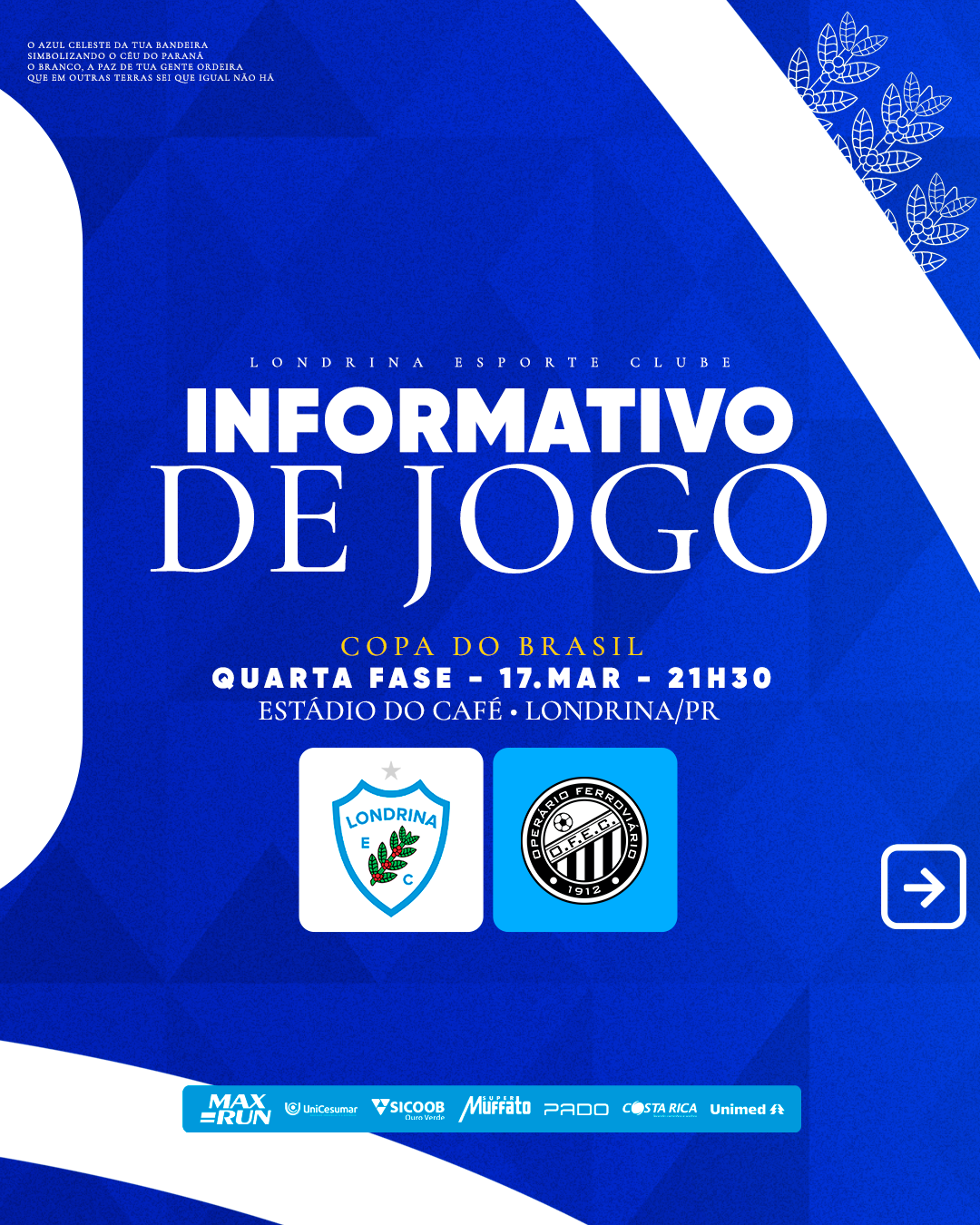 Ingressos para Londrina x Operário Ferroviário já estão disponíveis pela Copa do Brasil